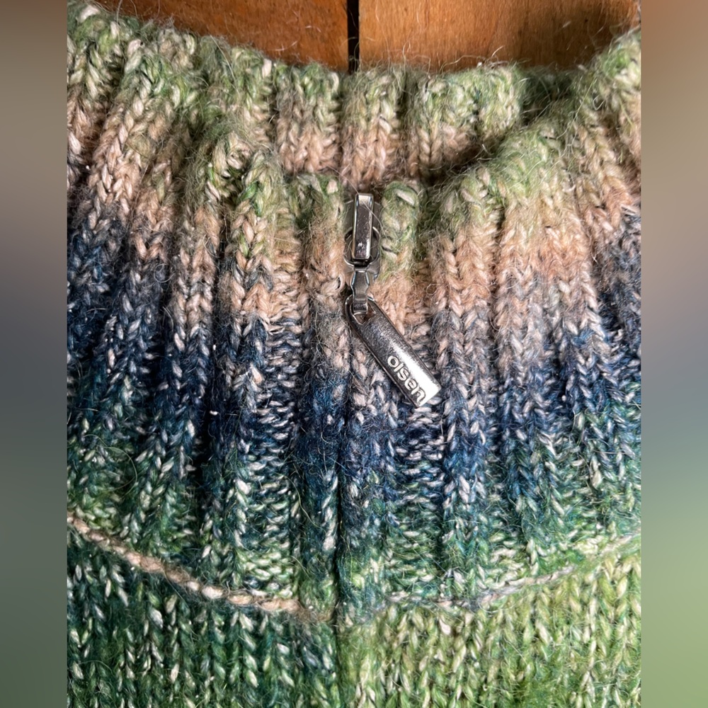 Olsen silk blend double zipper tri-coloured cardigan-Small - Picture 3 of 10